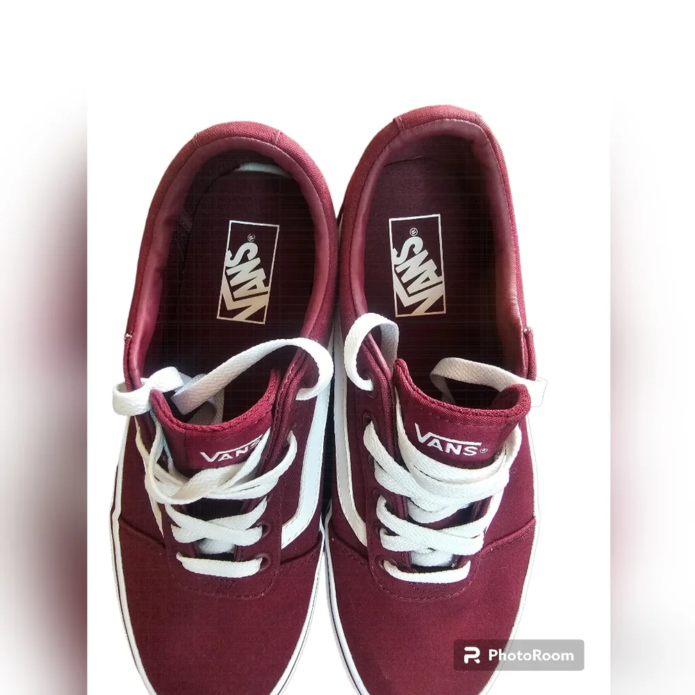 Vans women's burgundy/white canvas sneakers size 8.5